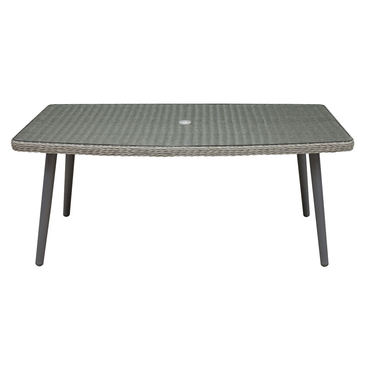 Sealey Dellonda Buxton Rattan Wicker Outdoor Dining Table with Clear Tempered Glass Top, Grey DG78