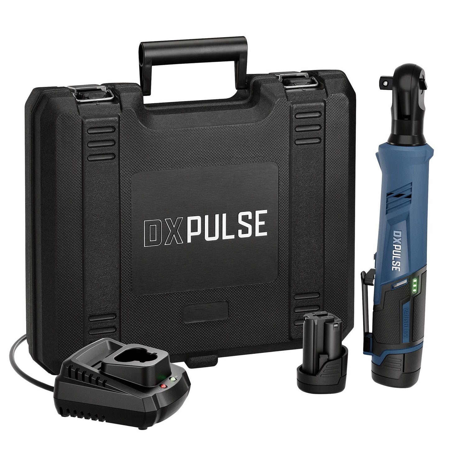 DXPULSE 12V Brushless Ratchet Wrench Kit, 1/2" Sq. Dr., 2 x 2.0Ah Batteries, 1 x Charger