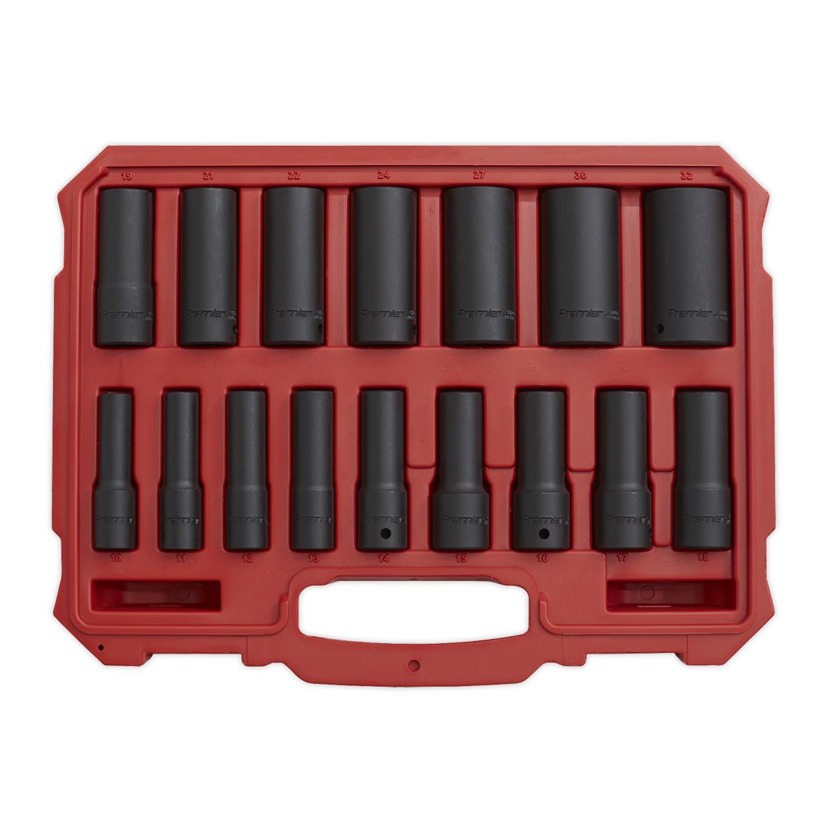 Sealey Impact Socket Set 16pc 1/2"Sq Drive Deep Lock-On 6pt Metric AK5817M