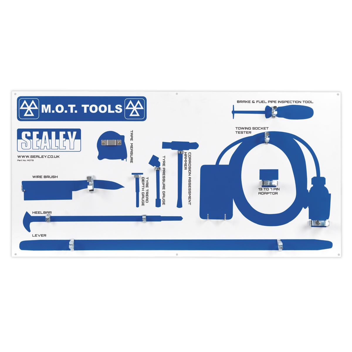 Sealey MOT Tool Board with Tools MOTBKIT