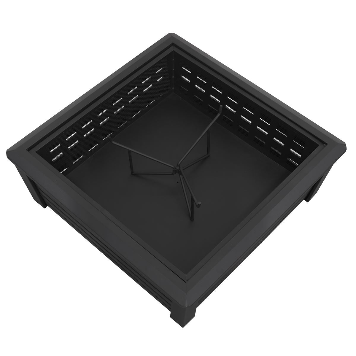 Dellonda 35" Square Outdoor Fire Pit, Black DG43