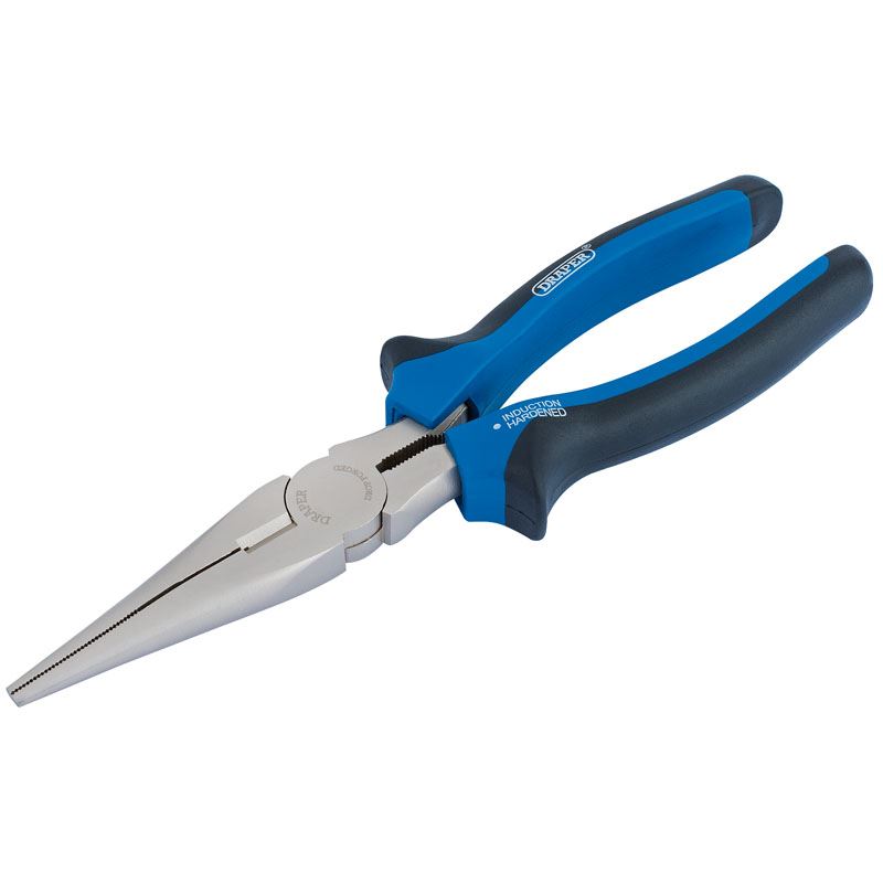 Draper 1x 200mm Soft Grip Long Nose Pliers Garage Professional Standard Tool - 44143