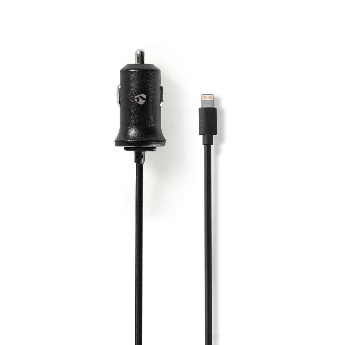 Nedis Car Charger 2.4A Fixed cable Apple Lighting Black CCHAL240ABK