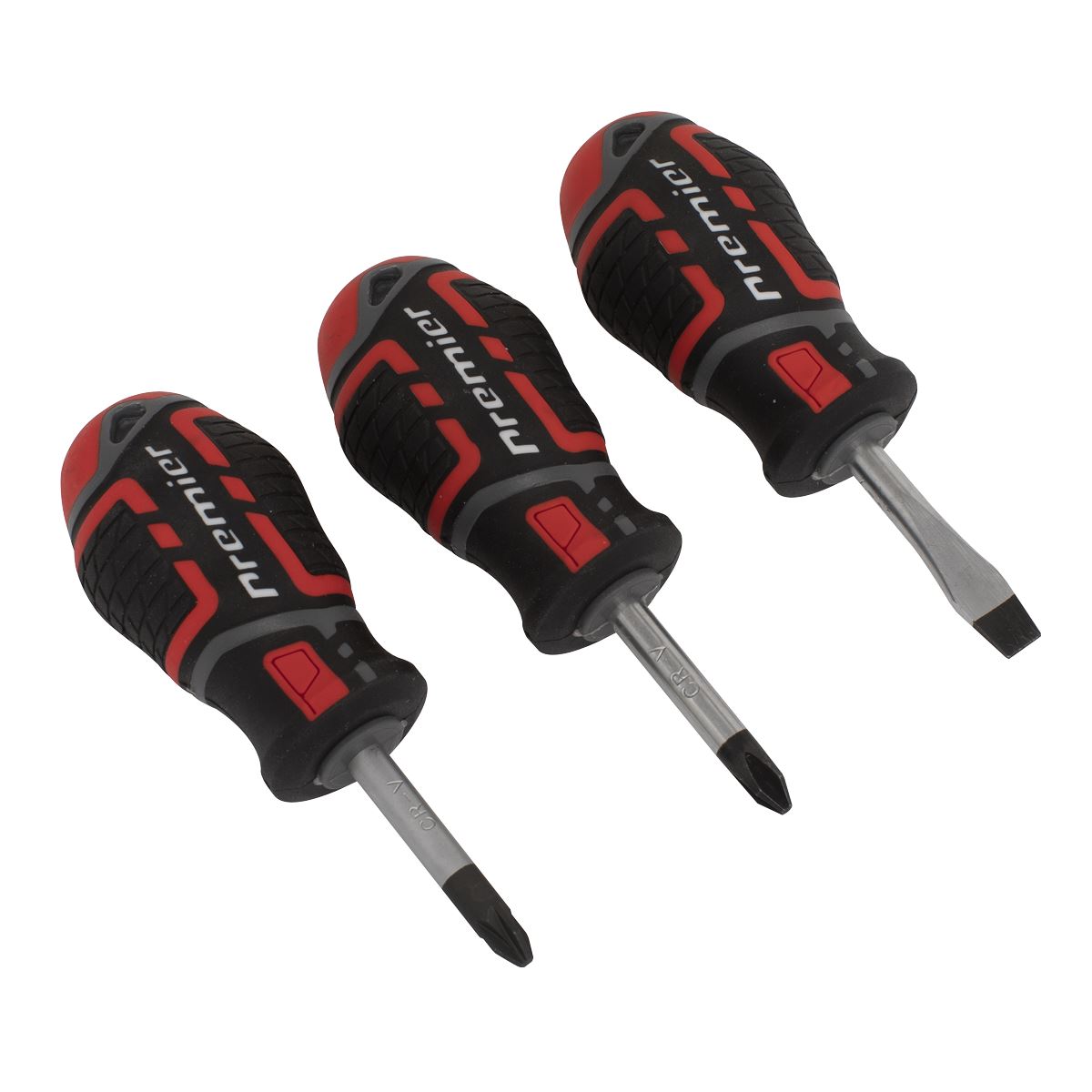 Sealey Screwdriver Set 3pc GripMAX Stubby AK4328