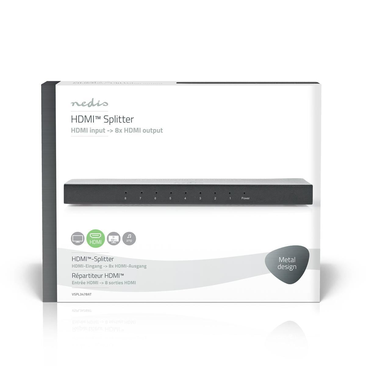 Nedis HDMI Splitter 8-Port HDMI Input 8x HDMI Output 4K@60Hz 18 Gbps Anthracite - VSPL3478AT