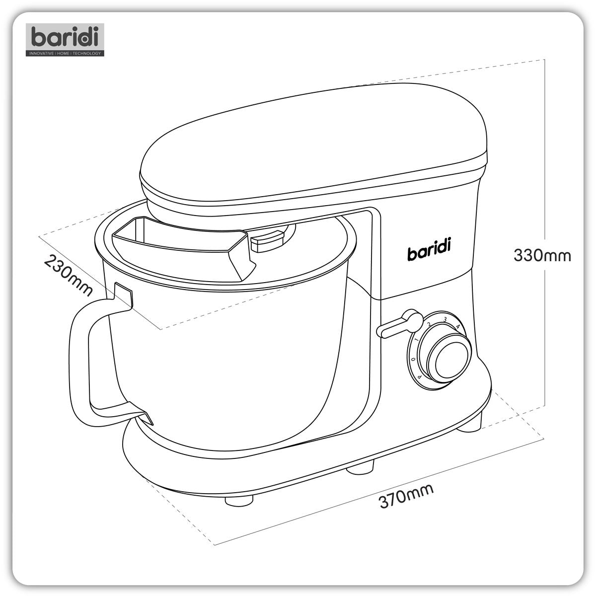 Baridi 1500W Stand Mixer with Accessories 6L - Black DH173