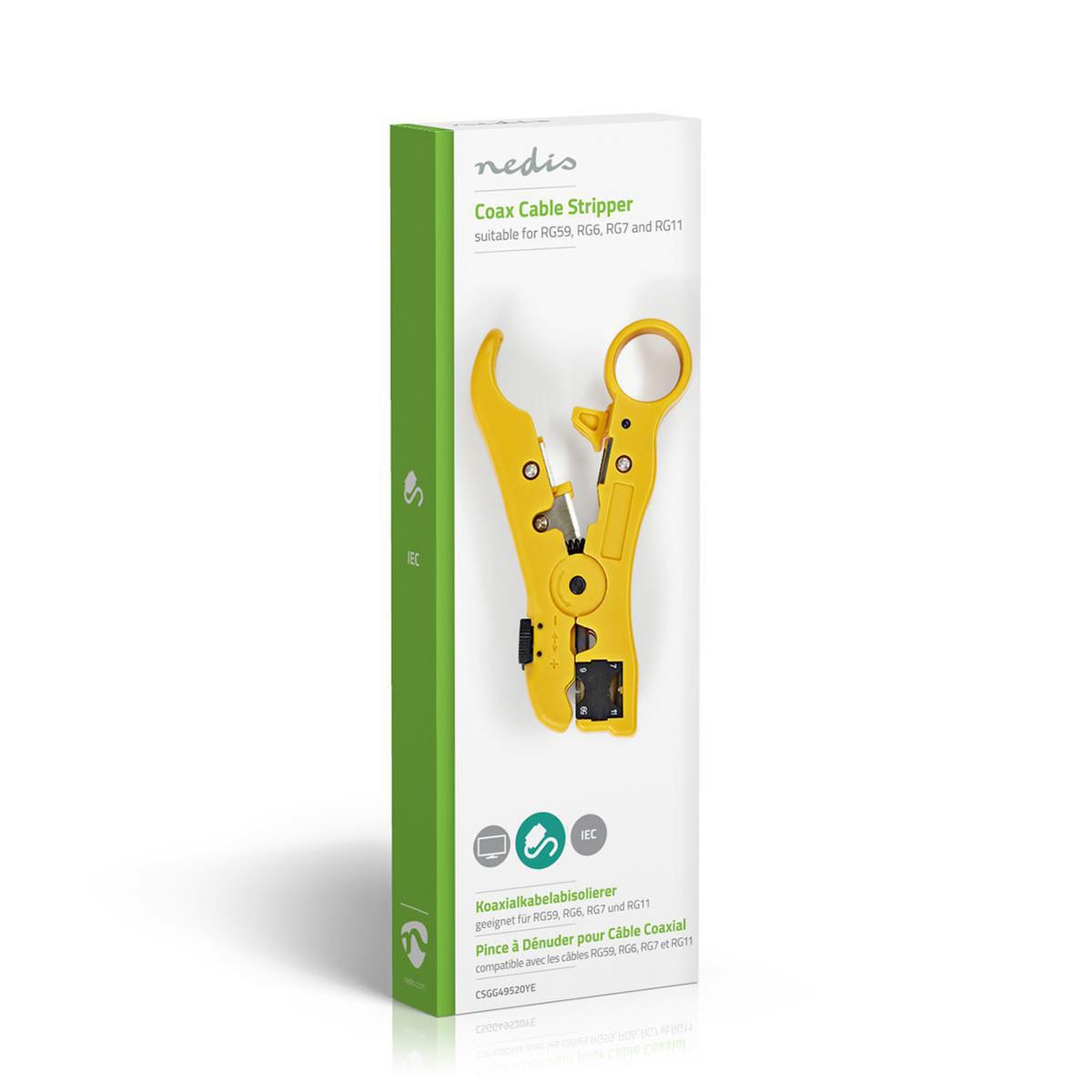 Nedis Coax Cable Stripper RG59 to RG6 to RG7 to RG11 - CSGG49520YE