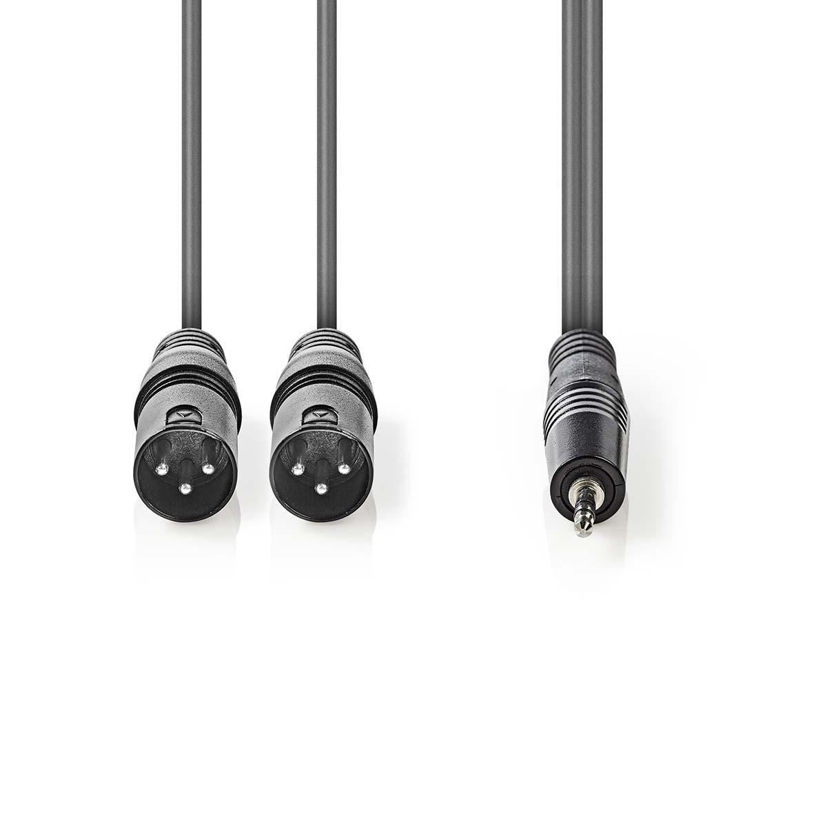 Nedis XLR Audio Cable 2x XLR 3-Pin Male to 3.5mm Male 1.5m Grey COTH15310GY15