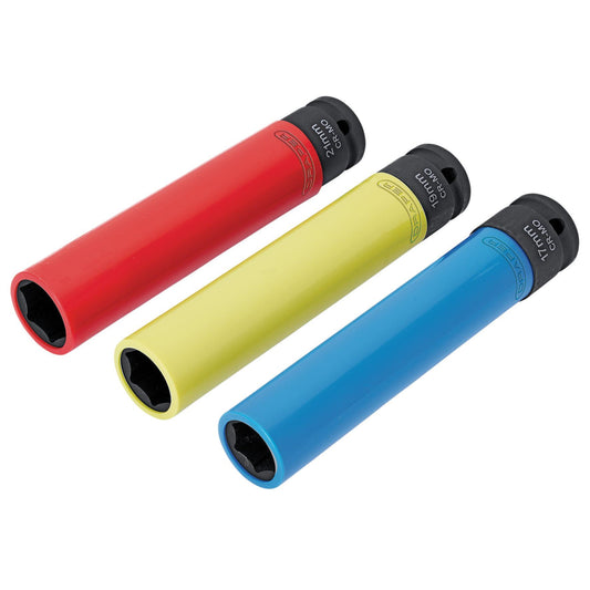 Draper Extra Long Alloy Wheel Nut Socket Set, 1/2" Sq. Dr. 150mm (3 Piece)