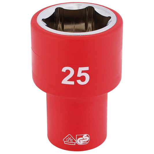 Draper H6VDE-mm/B 1/2" Square Drive Fully Insulated VDE Socket 25mm - 31961