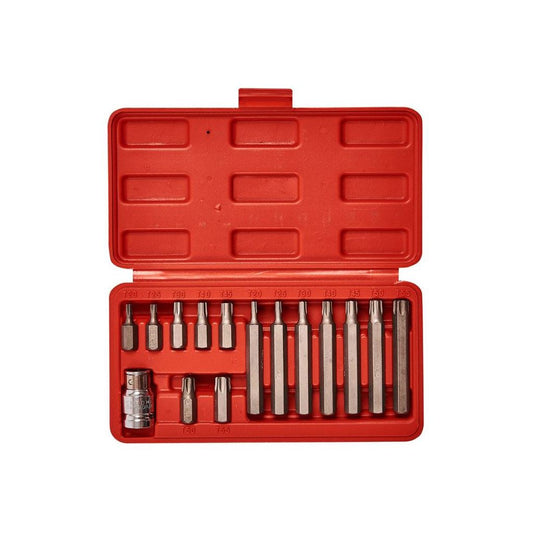 Amtech 15 Piece Torque Bit/Socket Set (Torx/Star/1/2" Drive Adaptor/30mm 75mm) - I8500
