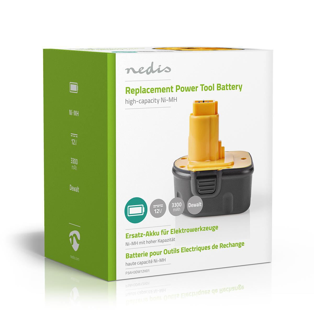Nedis Power Tool Battery Ni-MH 12V 3.3Ah 39.6Wh Replacement for Dewalt