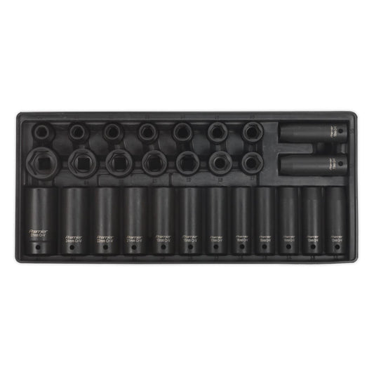 Sealey Tool Tray with Impact Socket Set 28pc 1/2"Sq Drive - Metric TBT24