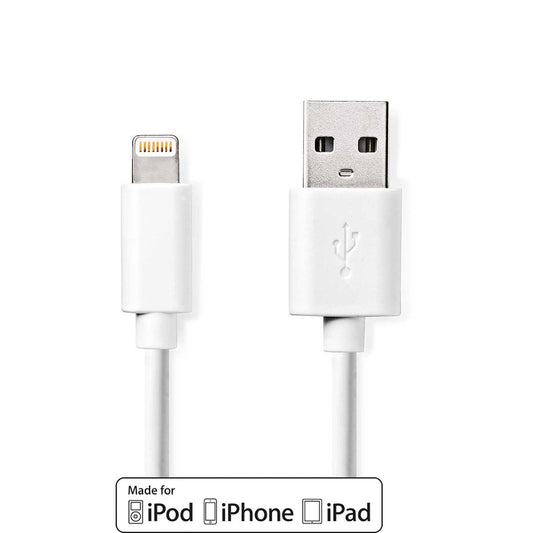 Nedis Lightning Cable USB 2.0 Apple Lightning 8-Pin USB-A Male 480Mbps 3m White