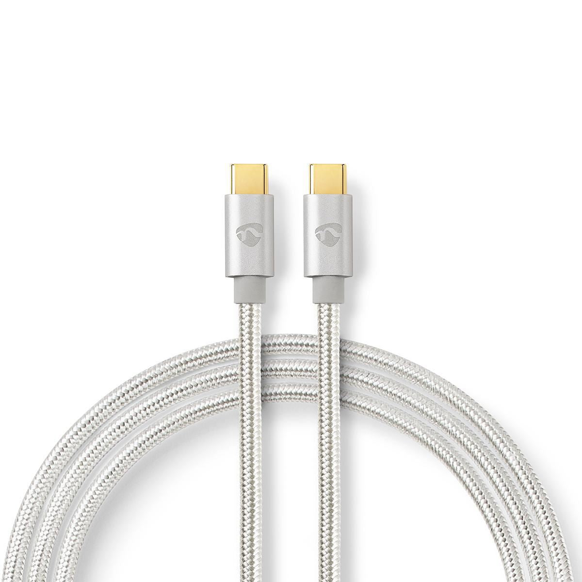 Nedis USB Cable USB 2.0 USB Type-C Male USB Type-C Male 480 Mbps 100W 2m Silver - CCTB60800AL20