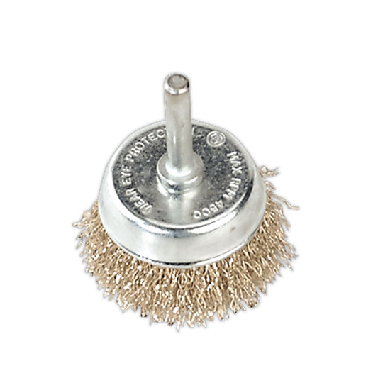 Sealey Wire Cup Brush 50mm with 6mm Shaft SCB50