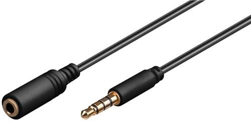 jack extension cable 0.5m 3.5mm male 4-pin stereo to 3.5mm female 4-pin stereo