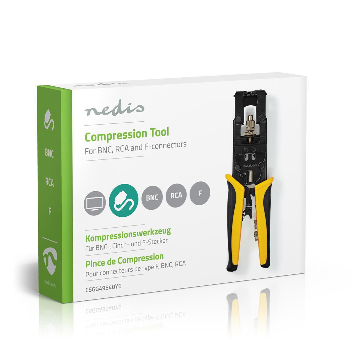 Nedis Compression Tool BNC RCA and F-connectors RG58 RG59 RG6 Softgrip Hardened - CSGG49540YE