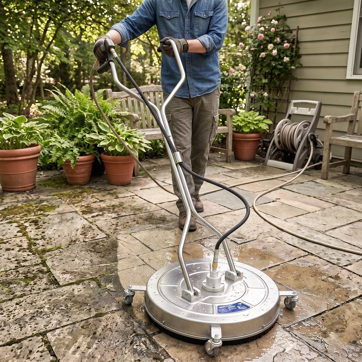 Sealey 24" Surface Cleaner with Dual Handle & Rotating Spray Bar Stainless Steel