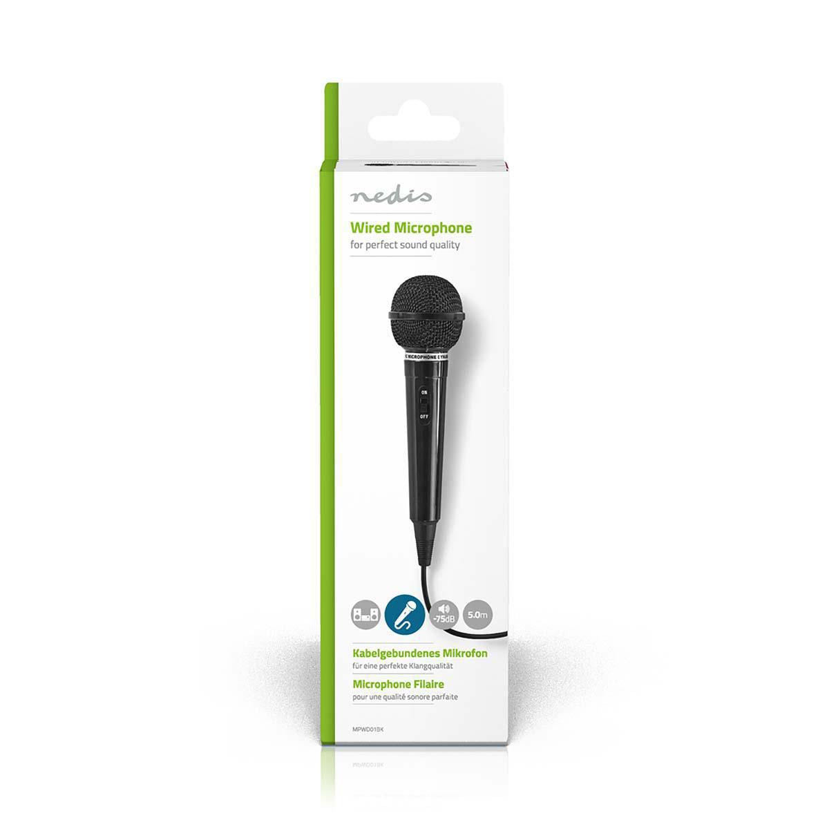 Nedis Wired Microphone -75dB +/-3dB Sensitivity 80 Hz to 12 kHz 5.0 m MPWD01BK