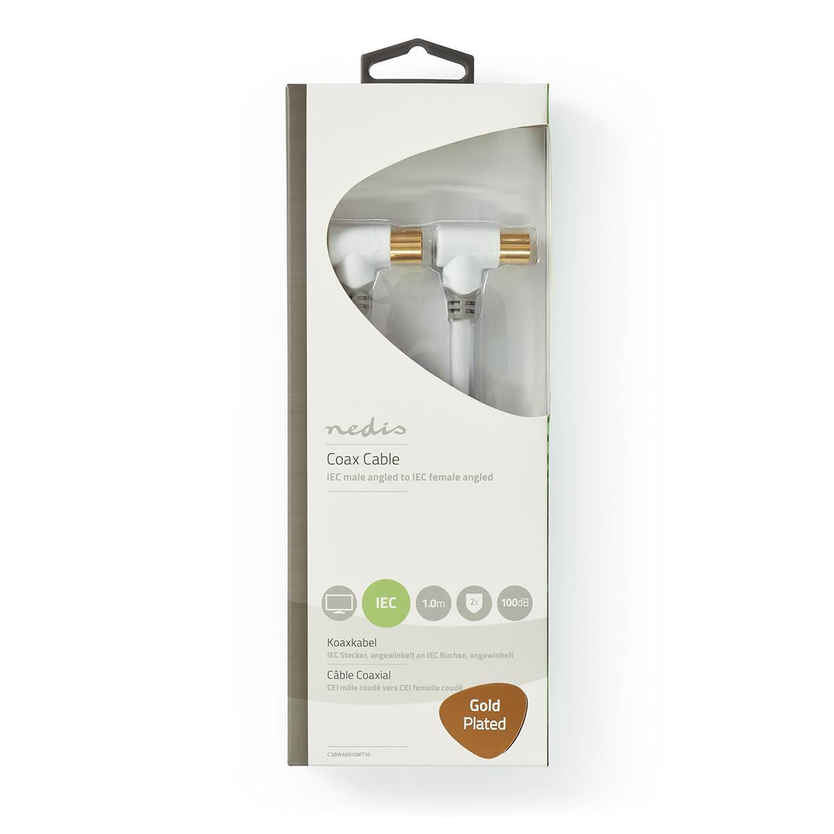 Coax Cable 100dB IEC (Coax) Male Angled to IEC (Coax) Female Angled 1m White - CSBW40010WT10