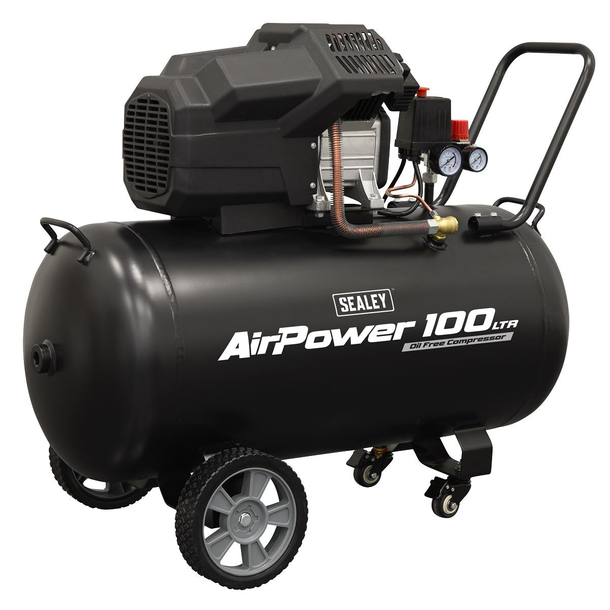 Sealey Air Compressor 100L V-Twin Oil Free Direct Drive 3hp SAC10002