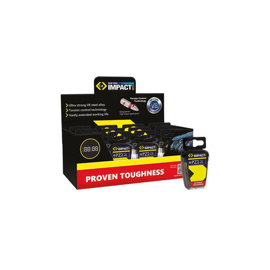 CK Tools Blue Steel Impact Screwdriver Bit 25mm PZ2 Box of 15 - Counter Box Stock - T4560 PZ2D15CS