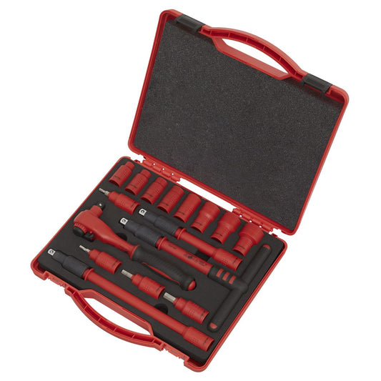 Sealey Insulated Socket Set 16pc 3/8"Sq Dr 6pt WallDrive VDE App. AK7940