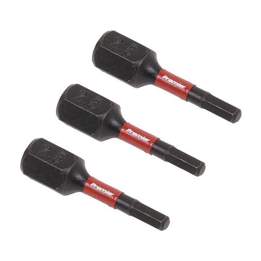 Sealey Premier Hex 2.5mm Impact Power Tool Bits 25mm - 3pc AK8210