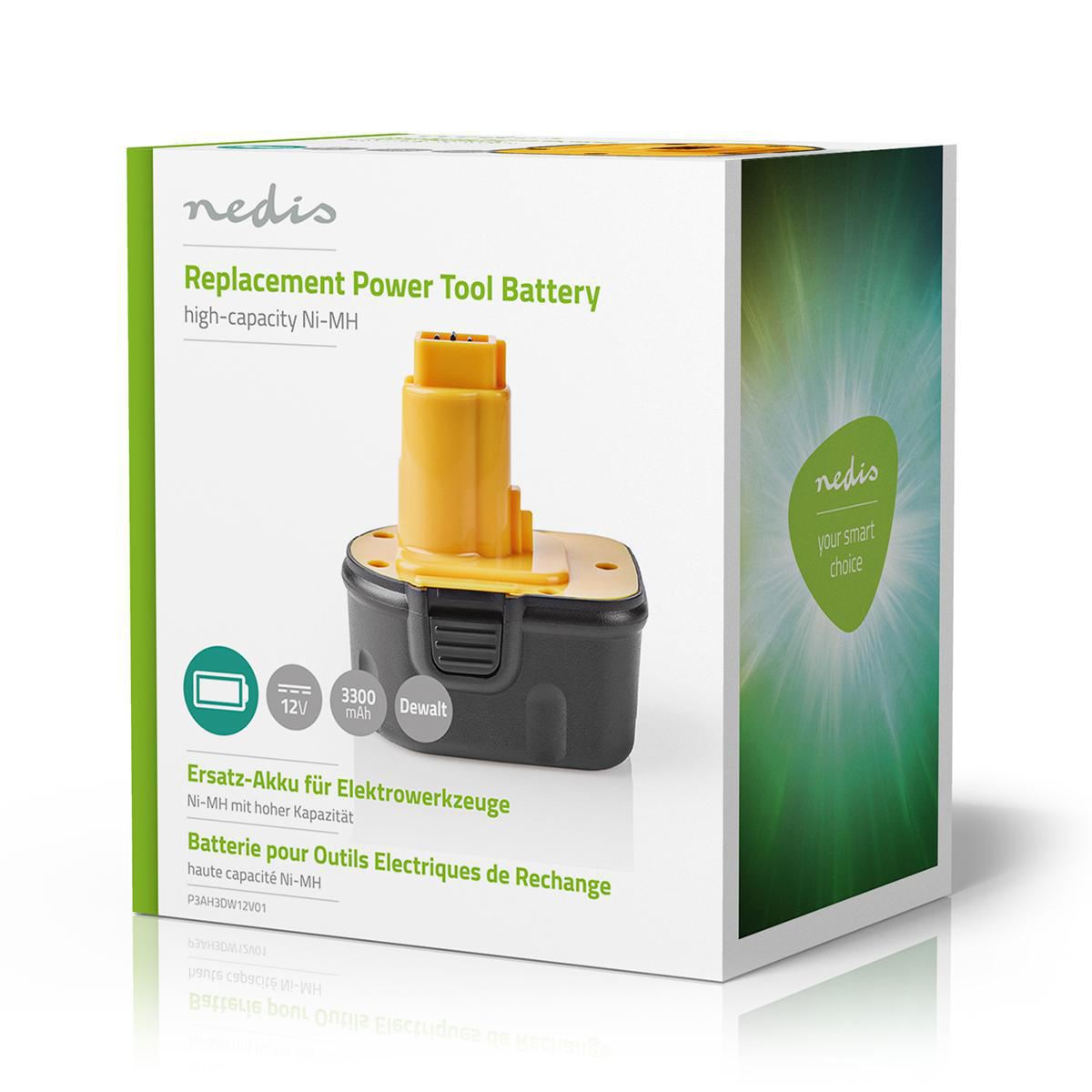 Nedis Power Tool Battery Ni-MH 12V 3.3Ah 39.6Wh Replacement for Dewalt