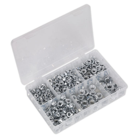 Sealey Flange Nut Assortment 390pc M5-M12 Serrated Metric AB031FN