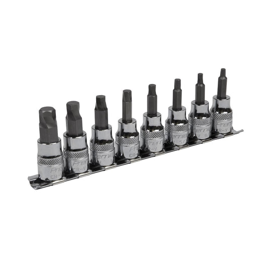 Sealey Hex Socket Bit Set Lock-On 8pc 3/8"Sq Drive Imperial AK65603