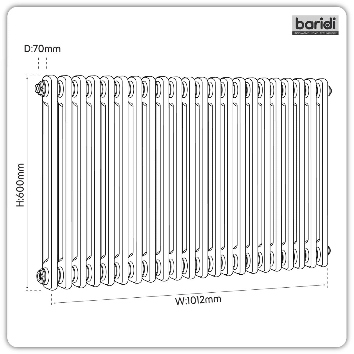 Baridi Horizontal Traditional 2 Column Radiator 600 x 1012mm � Anthracite DH359