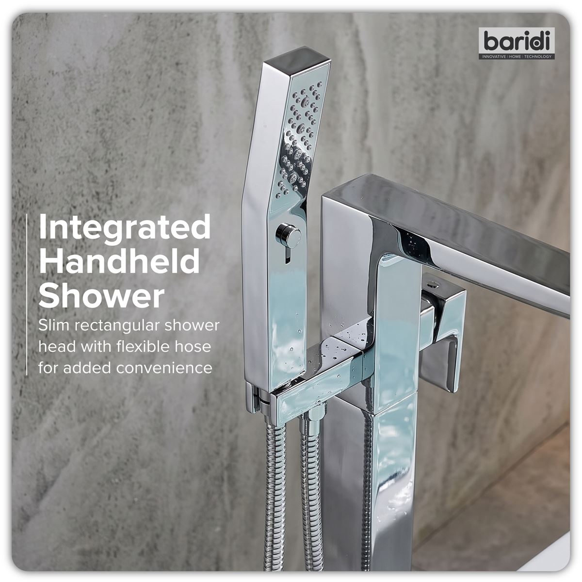 Baridi Freestanding Bath Mixer Tap with Shower - Chrome DH400