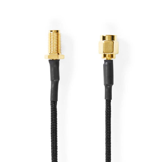 Nedis SMA Cable Female to Male Gold Plated 50Ohm 0.5m Round Braided Black