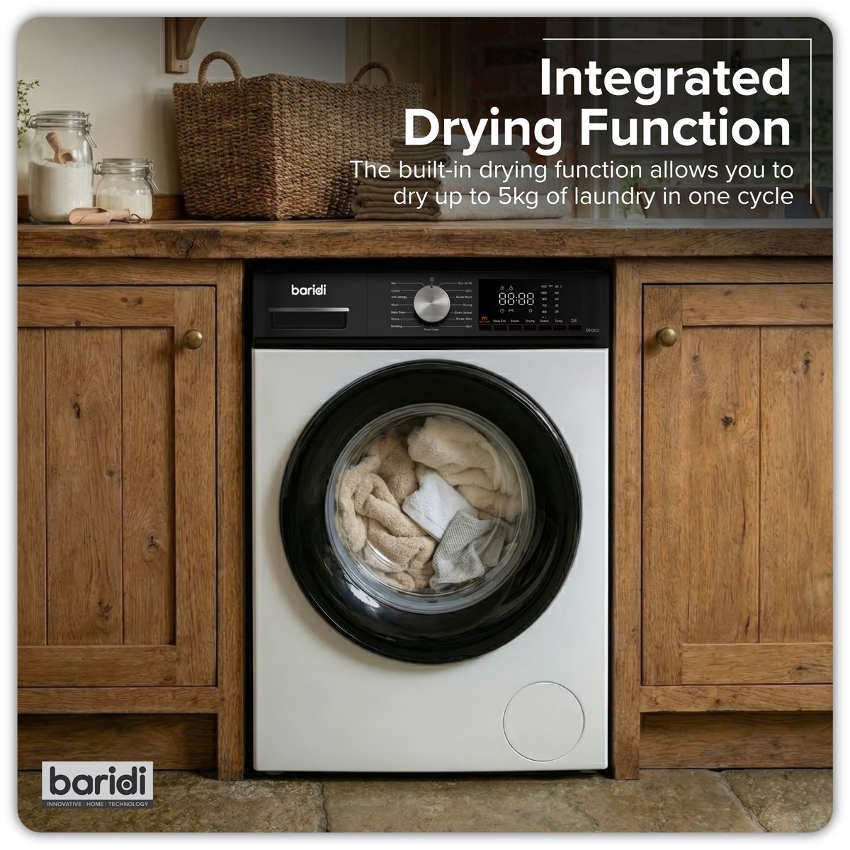 Baridi 8/5kg Washer Dryer, Front Loading, 1400rpm Energy Rating A � White DH263