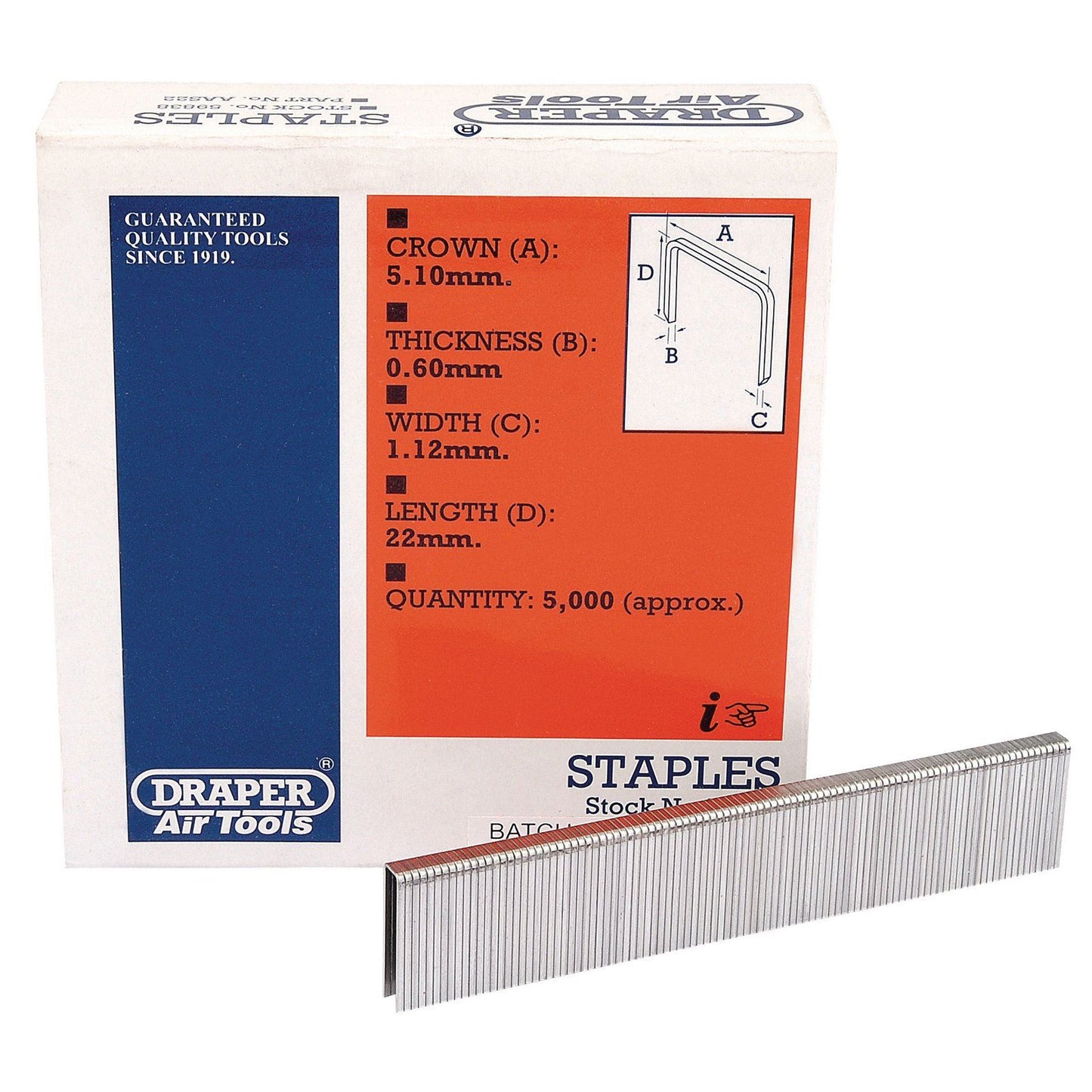 Draper 5000x 22mm Staples Garage Equipment Professional Standard Tool 59838