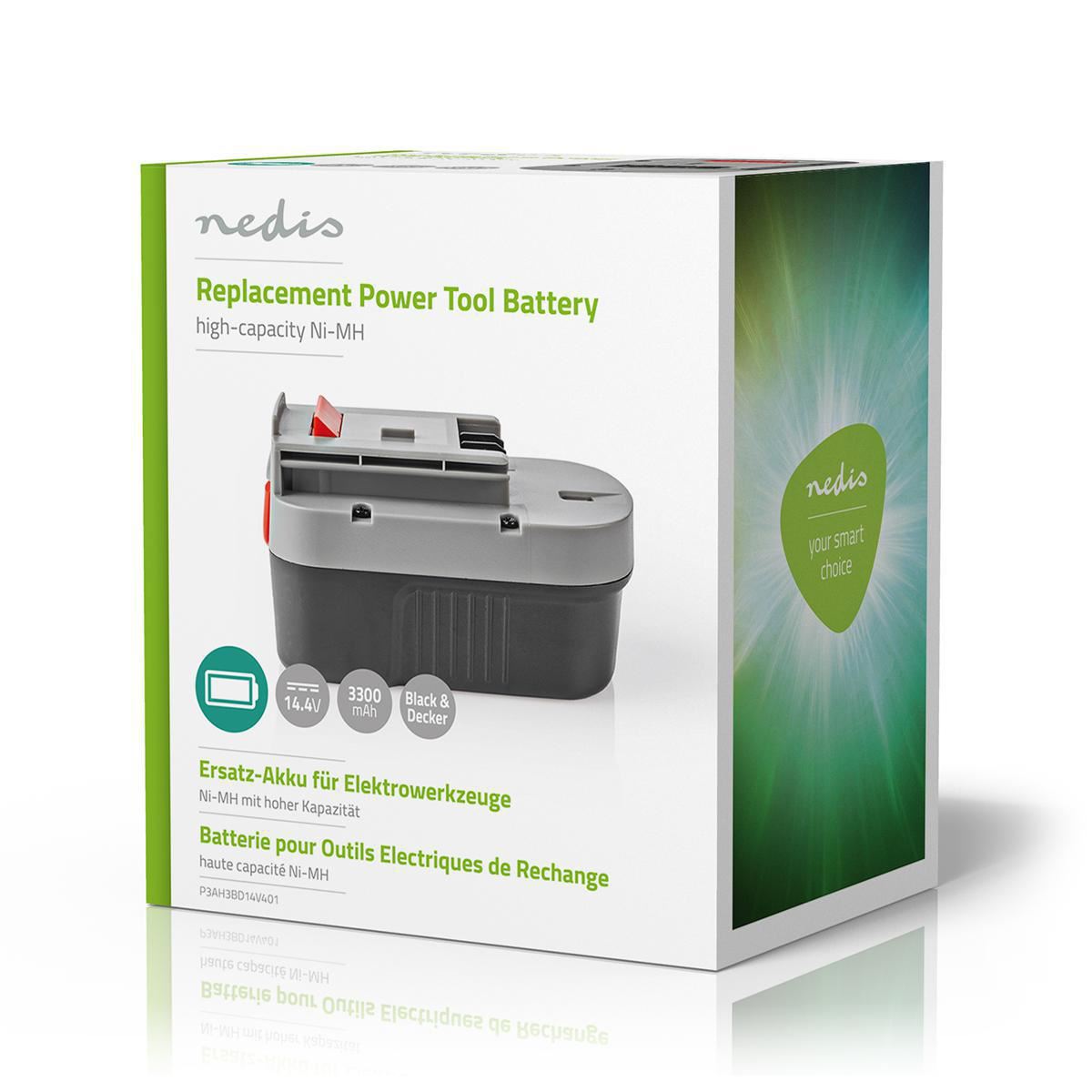 Nedis Power Tool Battery Ni-MH 14.4V 3.3Ah 47.52Wh for Black & Decker