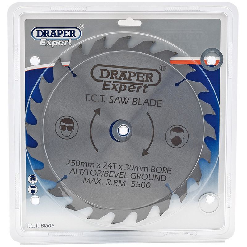 Draper Circular TCT Saw Blade 250mm x 30mm 25mm 20mm 16mm x 24T 24 Tooth 09486