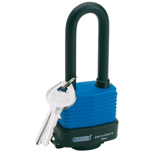Draper 64177 45mm Weatherproof Outdoor Garden Shed Long Shackle Padlock