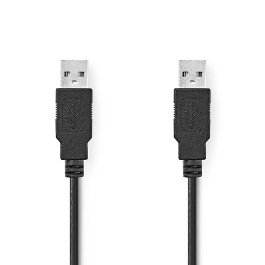 Nedis Cable 2.0 USB-A Male to Male 480 Mbps Nickel Plated 5m Round PVC Black