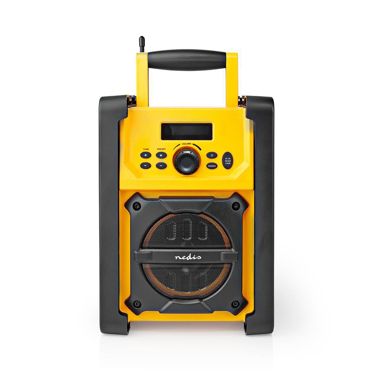 Nedis Jobsite FM Radio 15W Bluetooth® IPX5 Carrying Handle Yellow/Black - RDFM3100YW