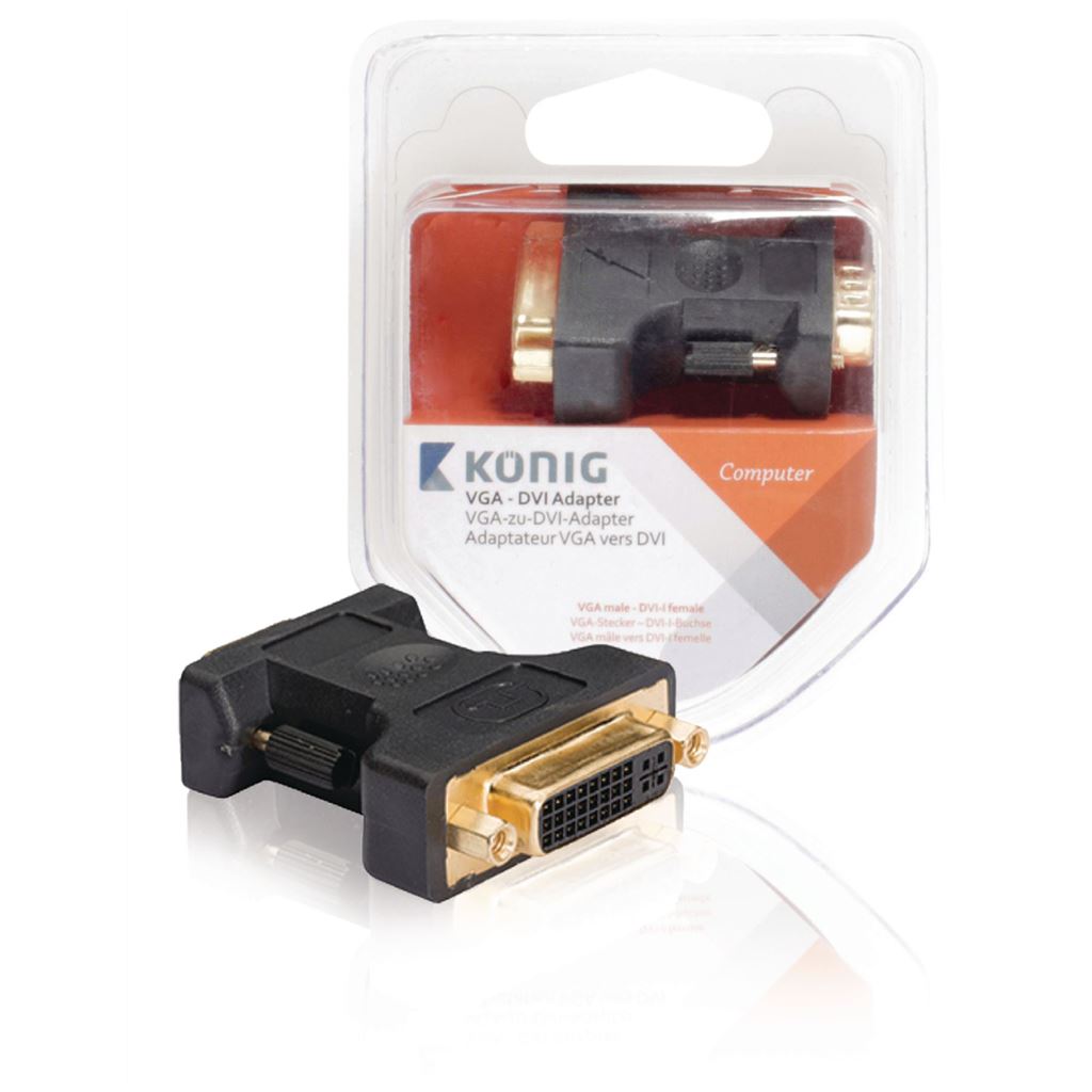 Konig VGA to DVI adapter VGA male to DVI-I female x1 grey