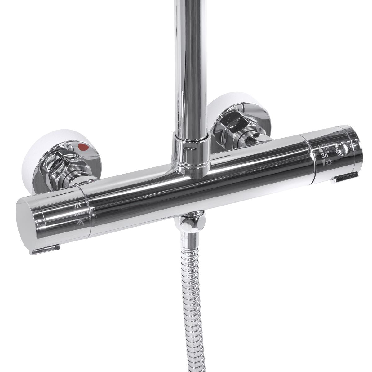 Baridi Thermostatic Shower Mixer Set, 20cm Round Head, Adjustable Rail - Chrome DH314