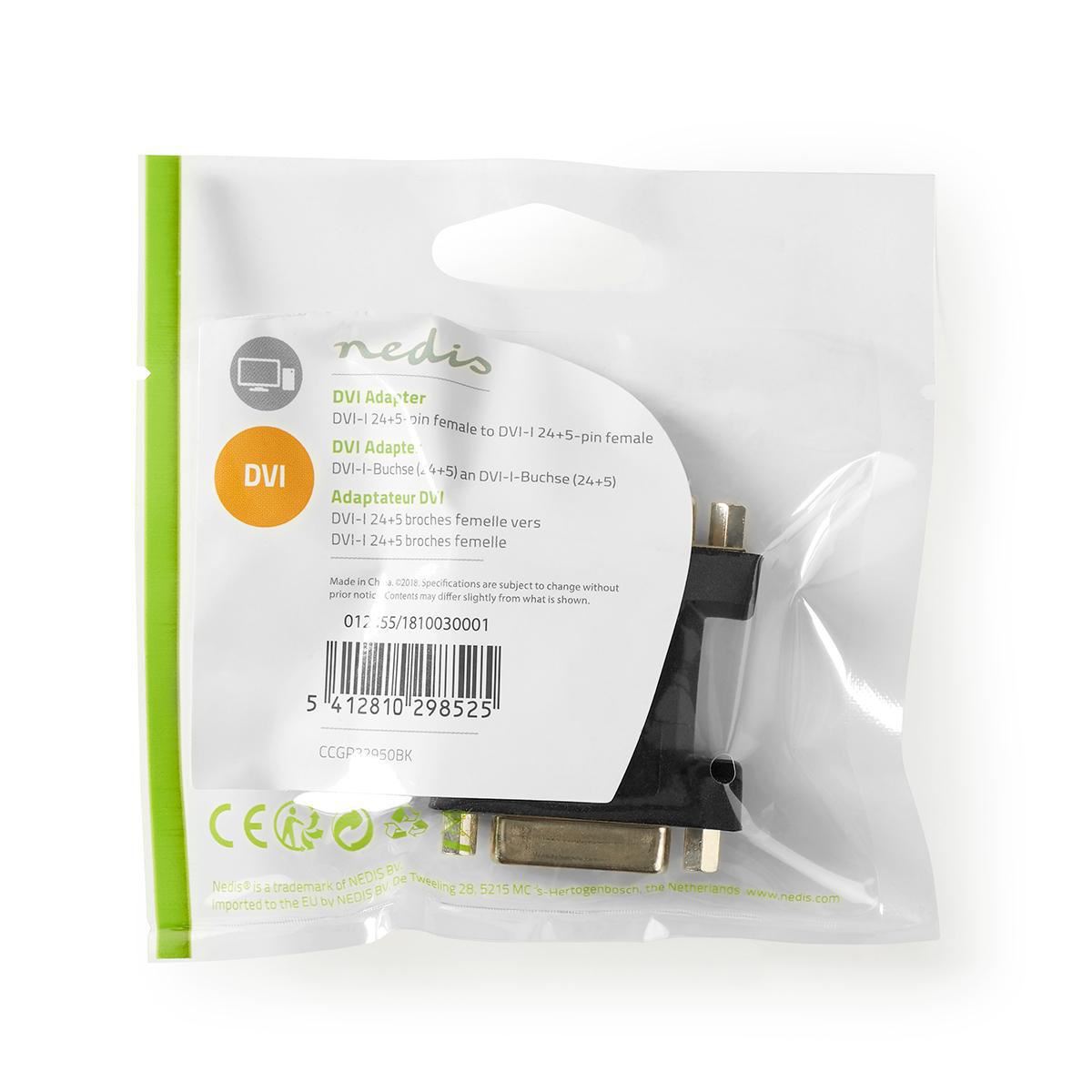 Nedis DVI Adapter DVI-I 24+5-Pin Female DVI-I 24+5-Pin Female Black - CCGP32950BK