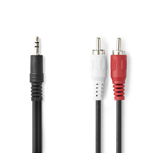 Nedis Stereo Audio Cable 3.5mm Male 2x RCA Male Nickel Plated 15m Round Black