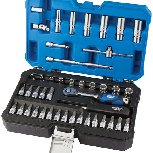 Draper 16446 Metric Socket Set 1/4" Square Drive (44 Piece)