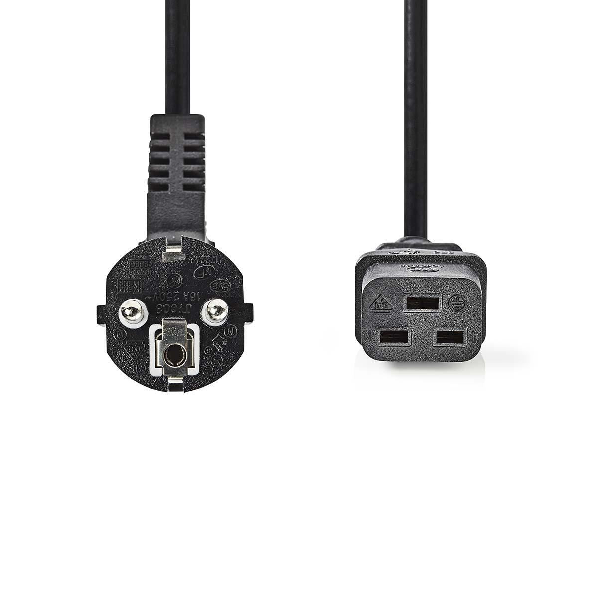 Nedis Power Cable Schuko Plug Angled to IEC-320-C19 2m Black PCGP10300BK20