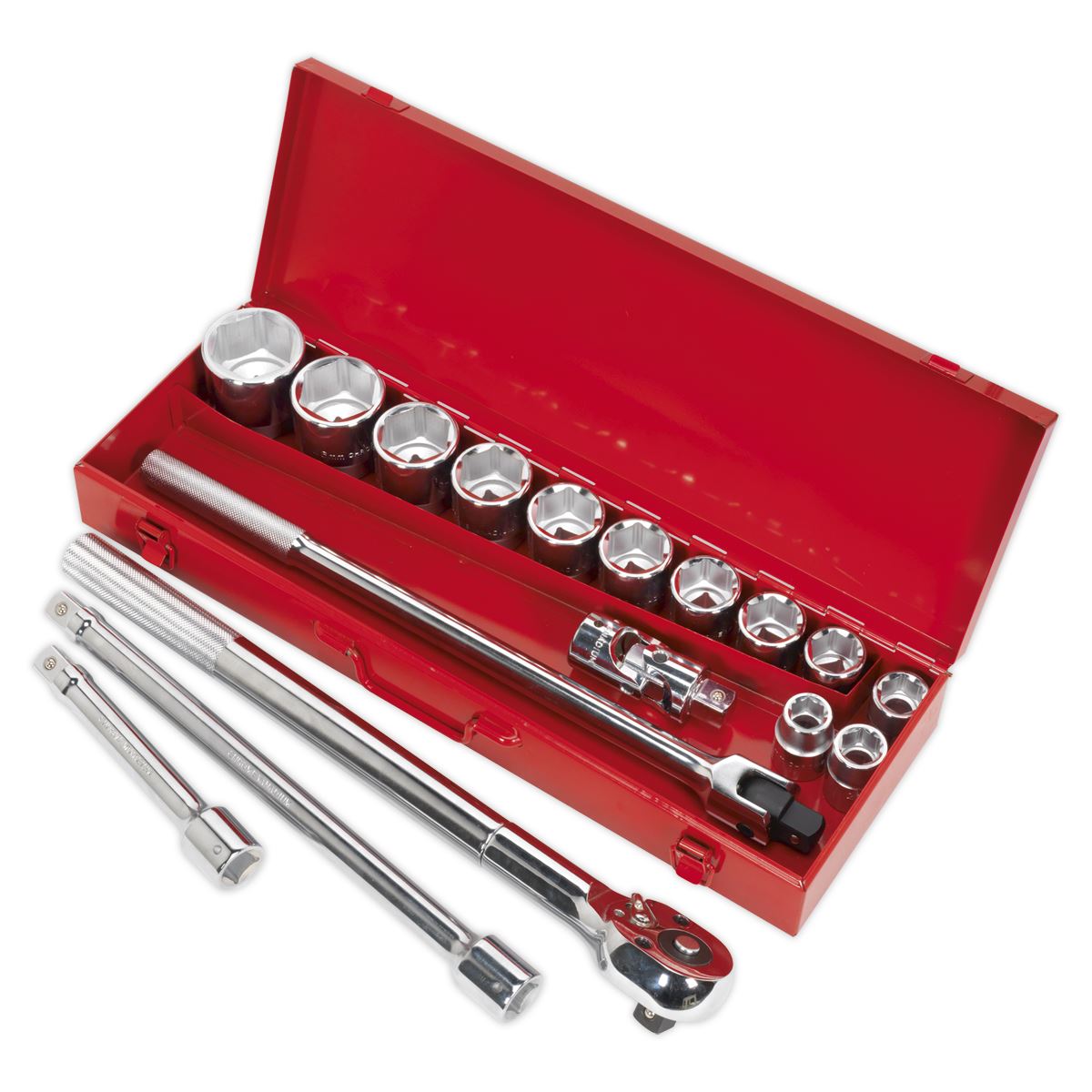 Sealey Socket Set 17pc 3/4"Sq Drive WallDrive Metric AK2597