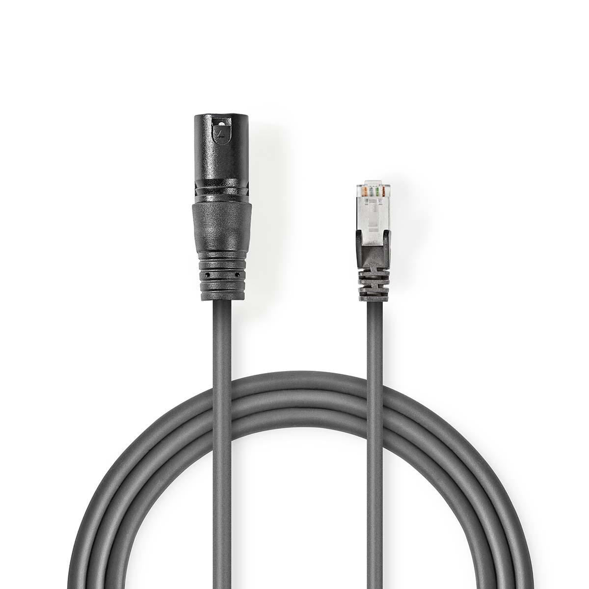 Nedis DMX Adapter Cable XLR 3-Pin Male to RJ45 Male 0.3m Grey COTP15700GY03